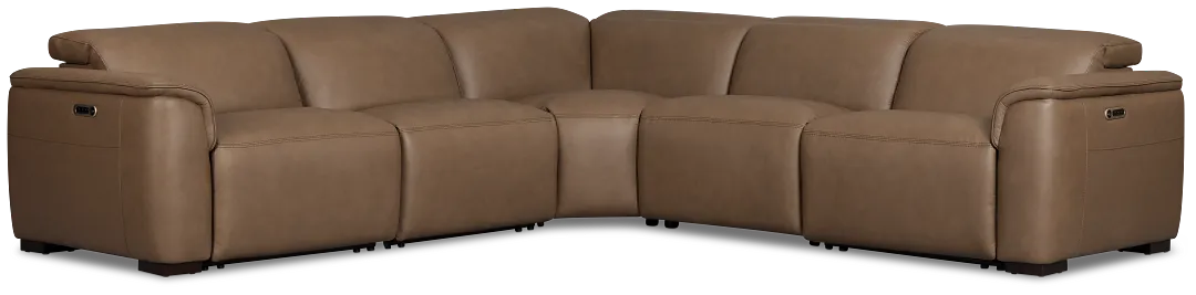 Flexsteel Brodie Dark Brown Lthr/vinyl Small Triple Power Reclining Two-arm Sectional