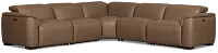 Flexsteel Brodie Dark Brown Lthr/vinyl Small Triple Power Reclining Two-arm Sectional