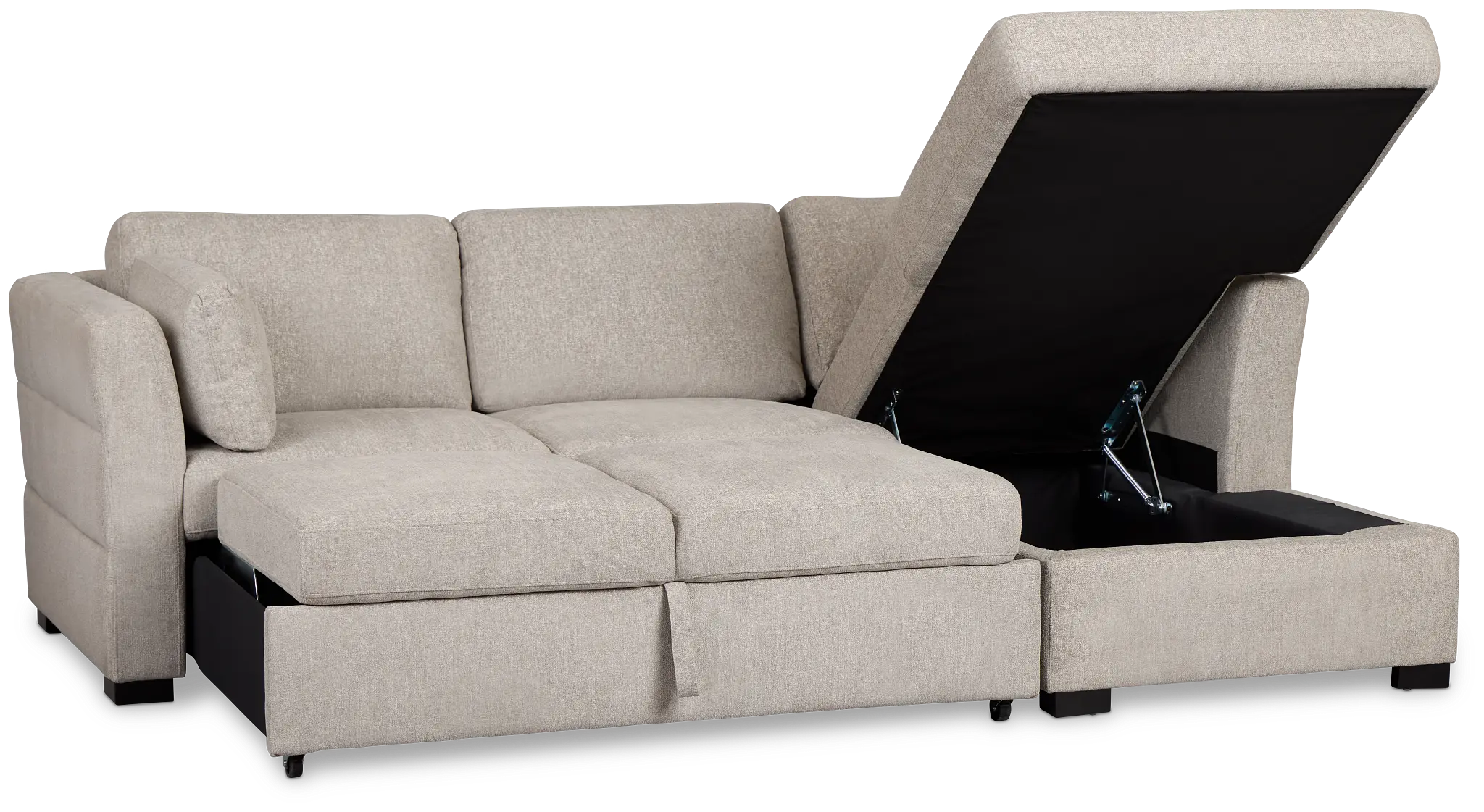 Amber Light Gray Fabric Small Right Chaise Storage Sleeper Sectional Amber Light Gray Fabric Small Right Chaise Storage Sleeper Sectional