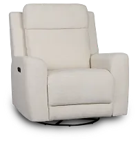 Dean White Fabric Power Swivel Glider Recliner