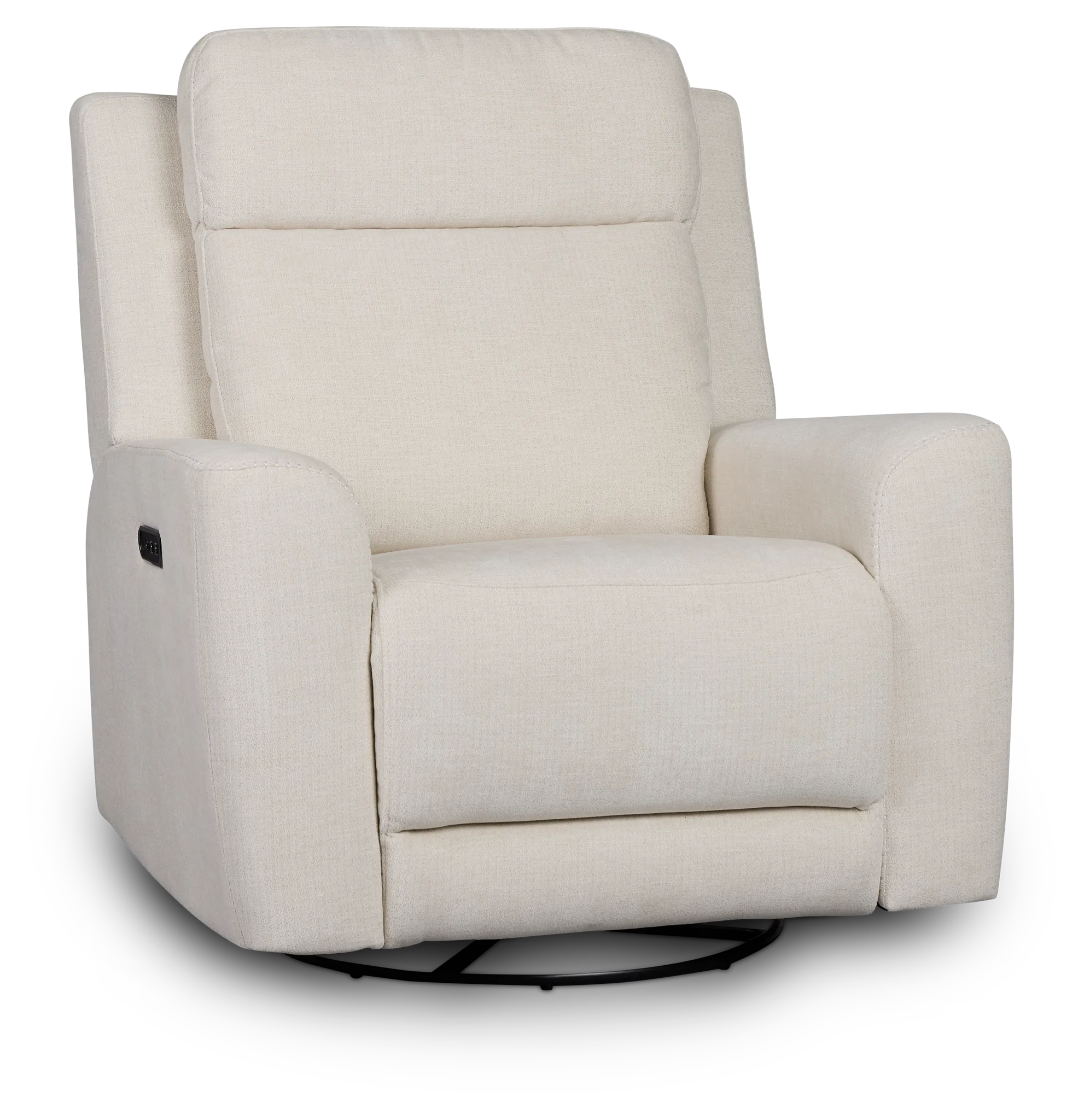 Dean White Fabric Power Swivel Glider Recliner
