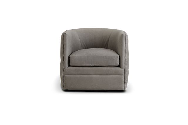 Palazzo Gray Leather Swivel Accent Chair