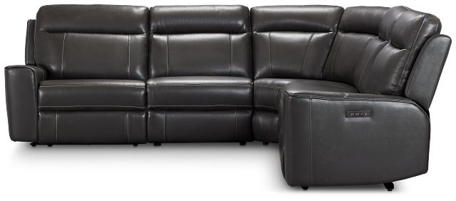 Benji Dark Gray Lthr/vinyl Small Two-arm Power Reclining Sectional