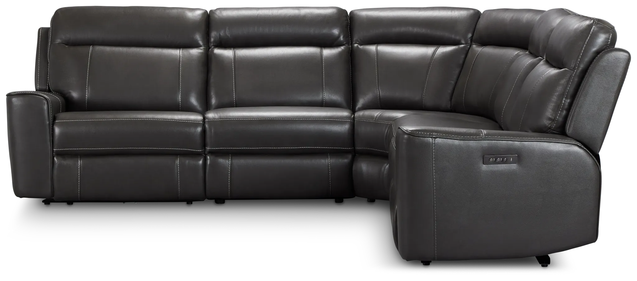 Benji Dark Gray Lthr/vinyl Small Two-arm Power Reclining Sectional
