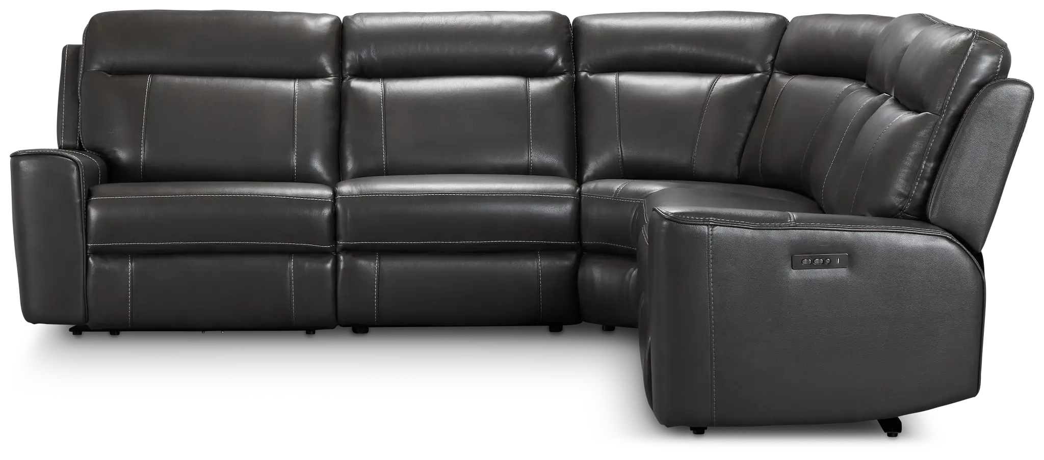 Benji Dark Gray Lthr/vinyl Small Two-arm Power Reclining Sectional Benji Dark Gray Lthr/vinyl Small Two-arm Power Reclining Sectional