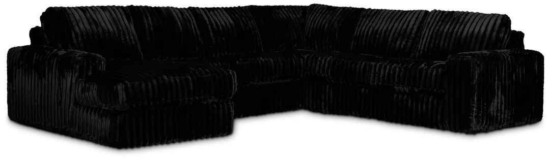 Teddy Black Fabric Medium Left Chaise Sectional
