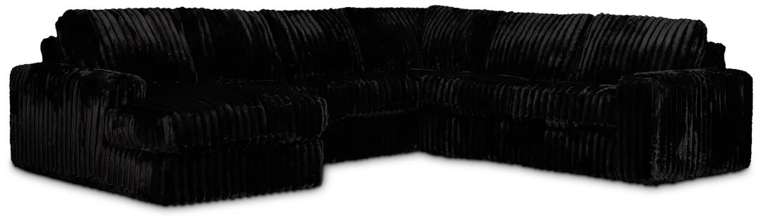 Teddy Black Fabric Medium Left Chaise Sectional Teddy Black Fabric Medium Left Chaise Sectional