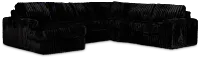 Teddy Black Fabric Medium Left Chaise Sectional