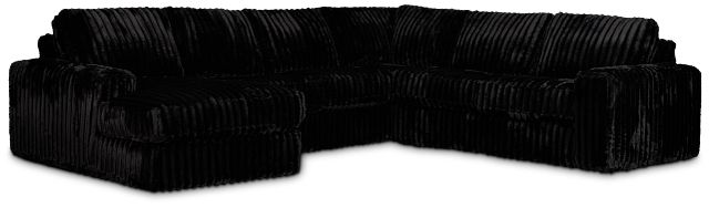 Teddy Black Fabric Medium Left Chaise Sectional