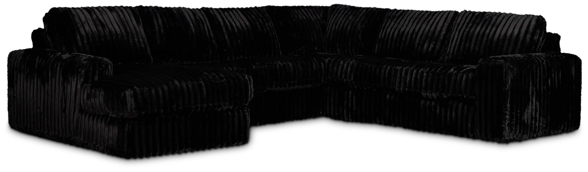 Teddy Black Fabric Medium Left Chaise Sectional Teddy Black Fabric Medium Left Chaise Sectional