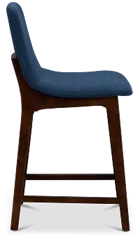 Hamilton Dark Blue Fabric 24" Upholstered Barstool