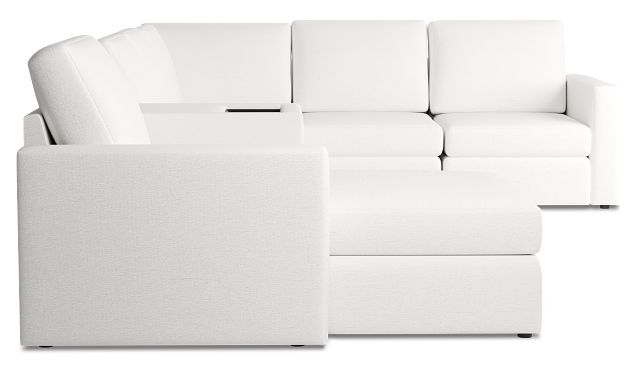 Citymod White Fabric Large Left Chaise Sectional With Media Console
