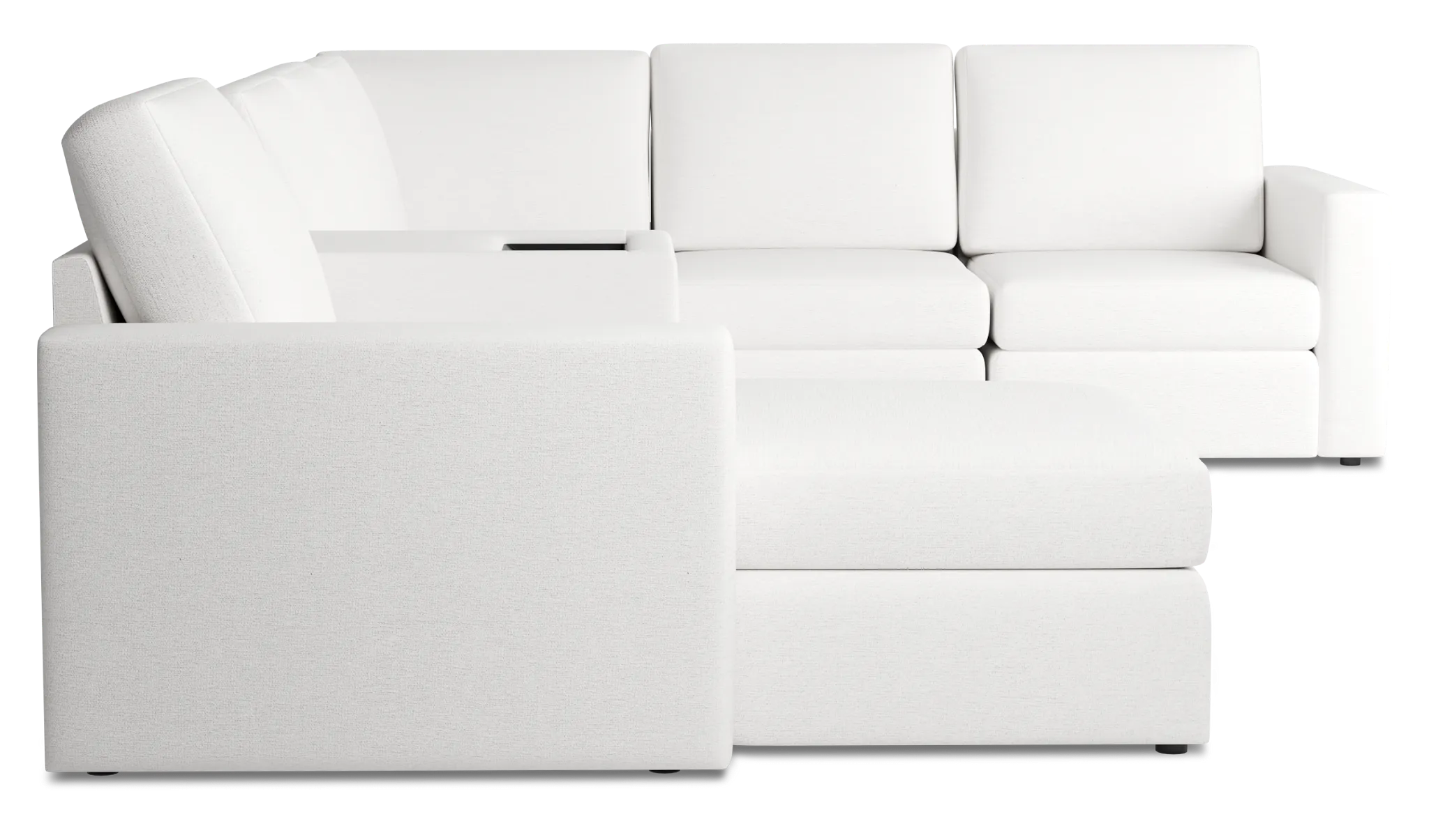 Citymod White Fabric Large Left Chaise Sectional With Media Console