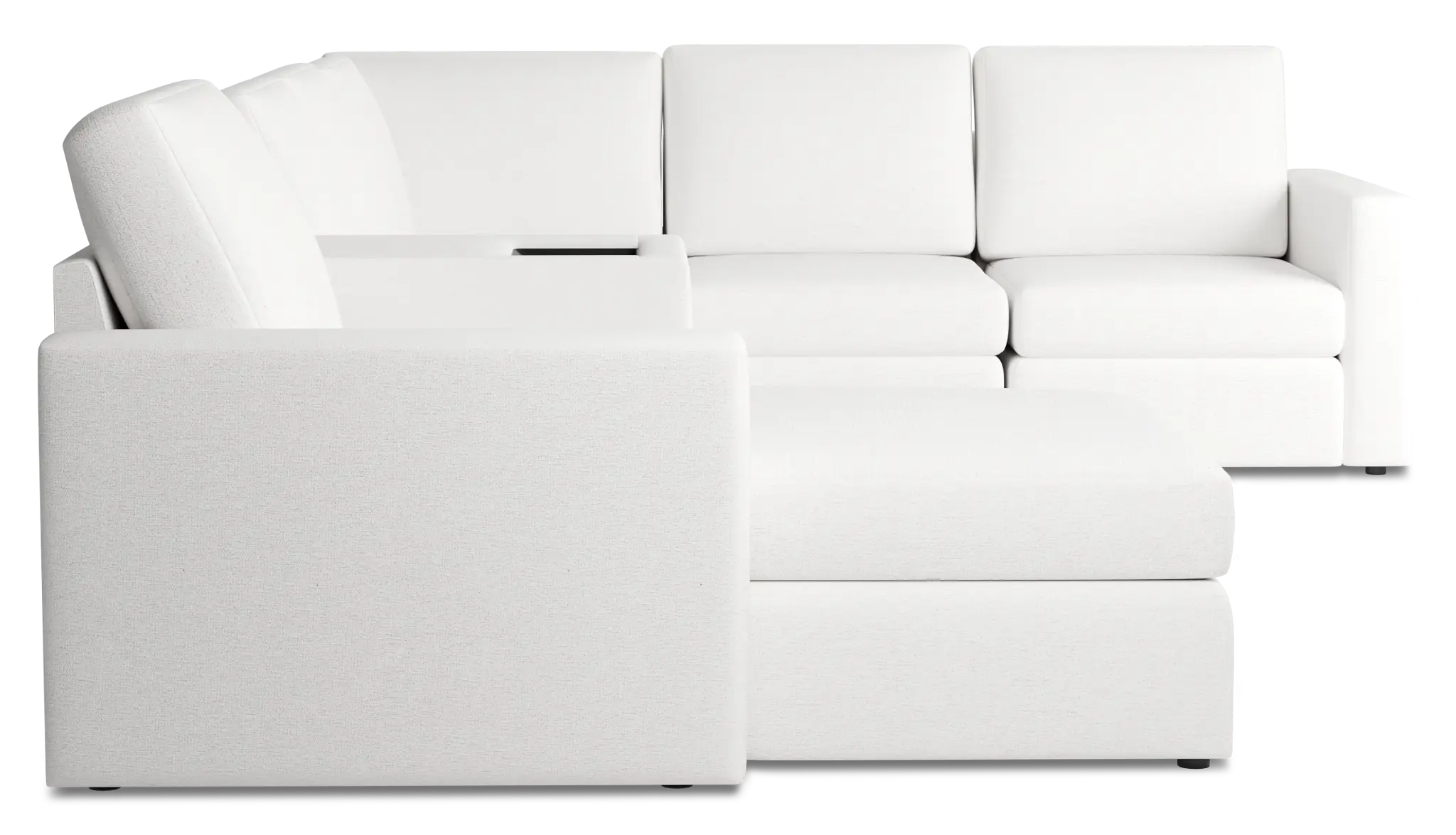 Citymod White Fabric Large Left Chaise Sectional With Media Console Citymod White Fabric Large Left Chaise Sectional With Media Console