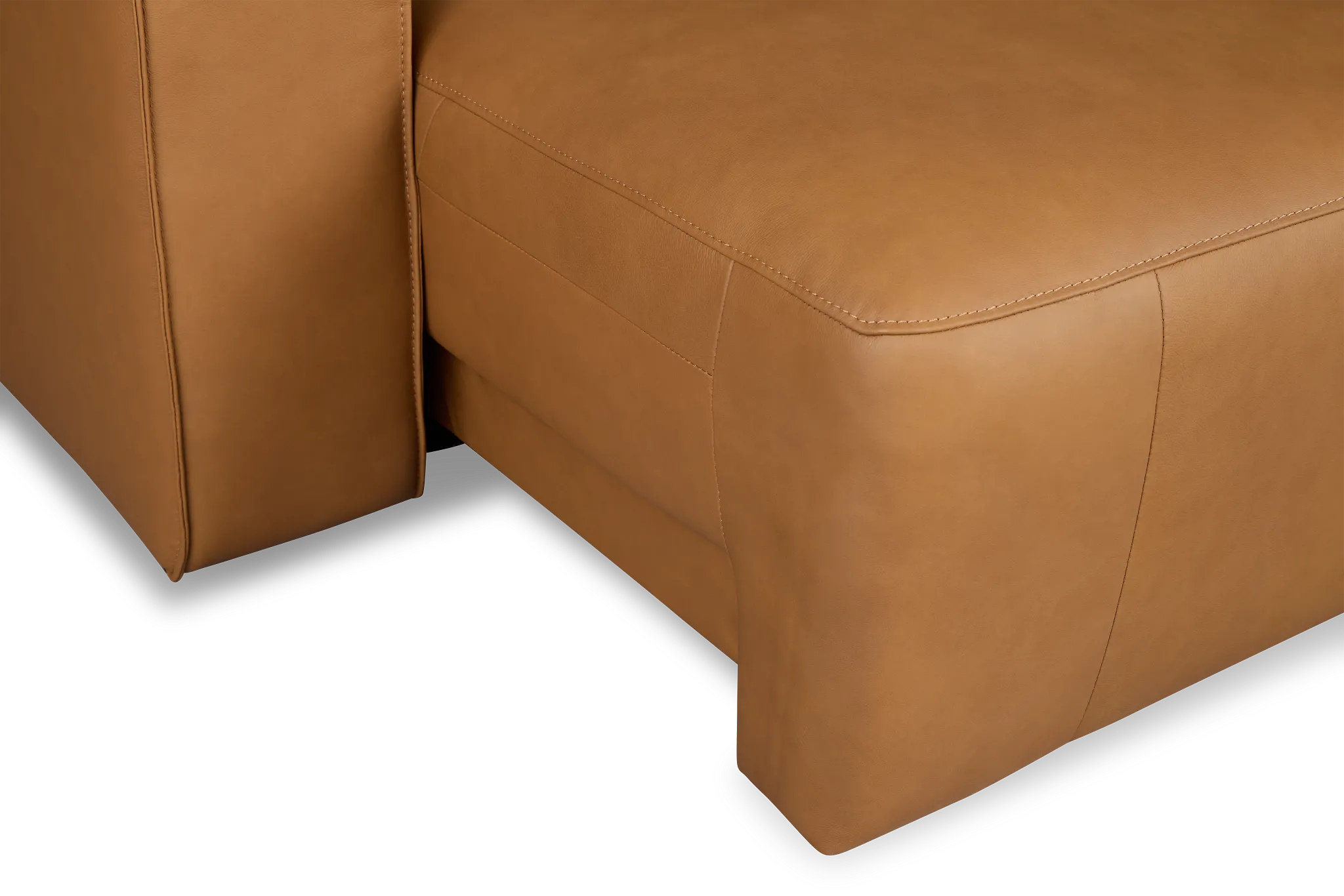 Rudy Brown Lthr/vinyl Right Power Extension Chaise Sectional