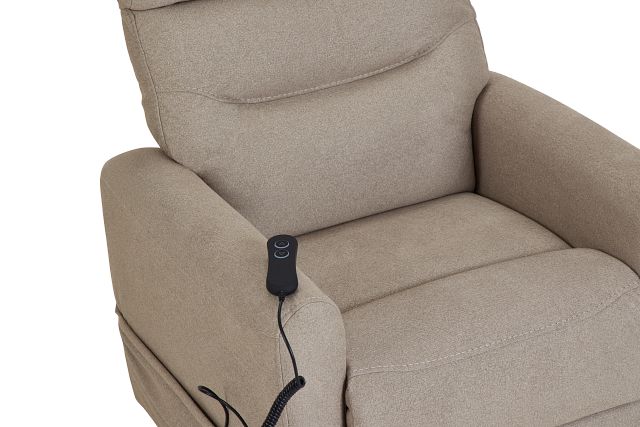 Canton Beige Fabric Power Lift Recliner