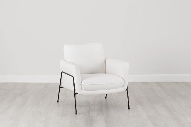 white fabric accent chair