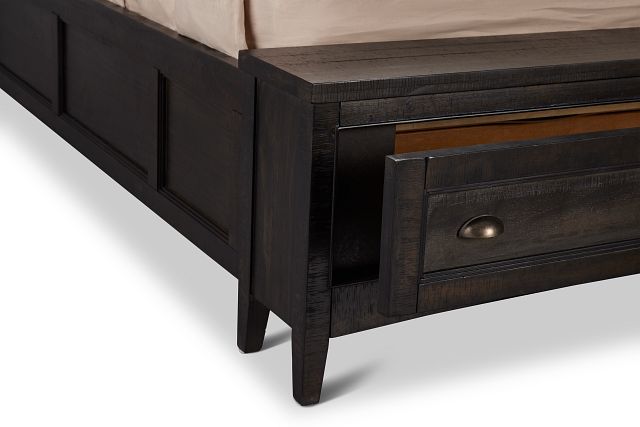 Heron Cove Dark Tone Panel Bed With Lights And Bench