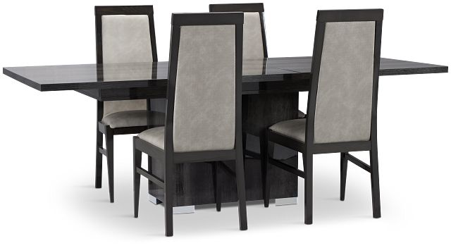 Verona Dark Gray Rectangular Table & 4 Upholstered Chairs