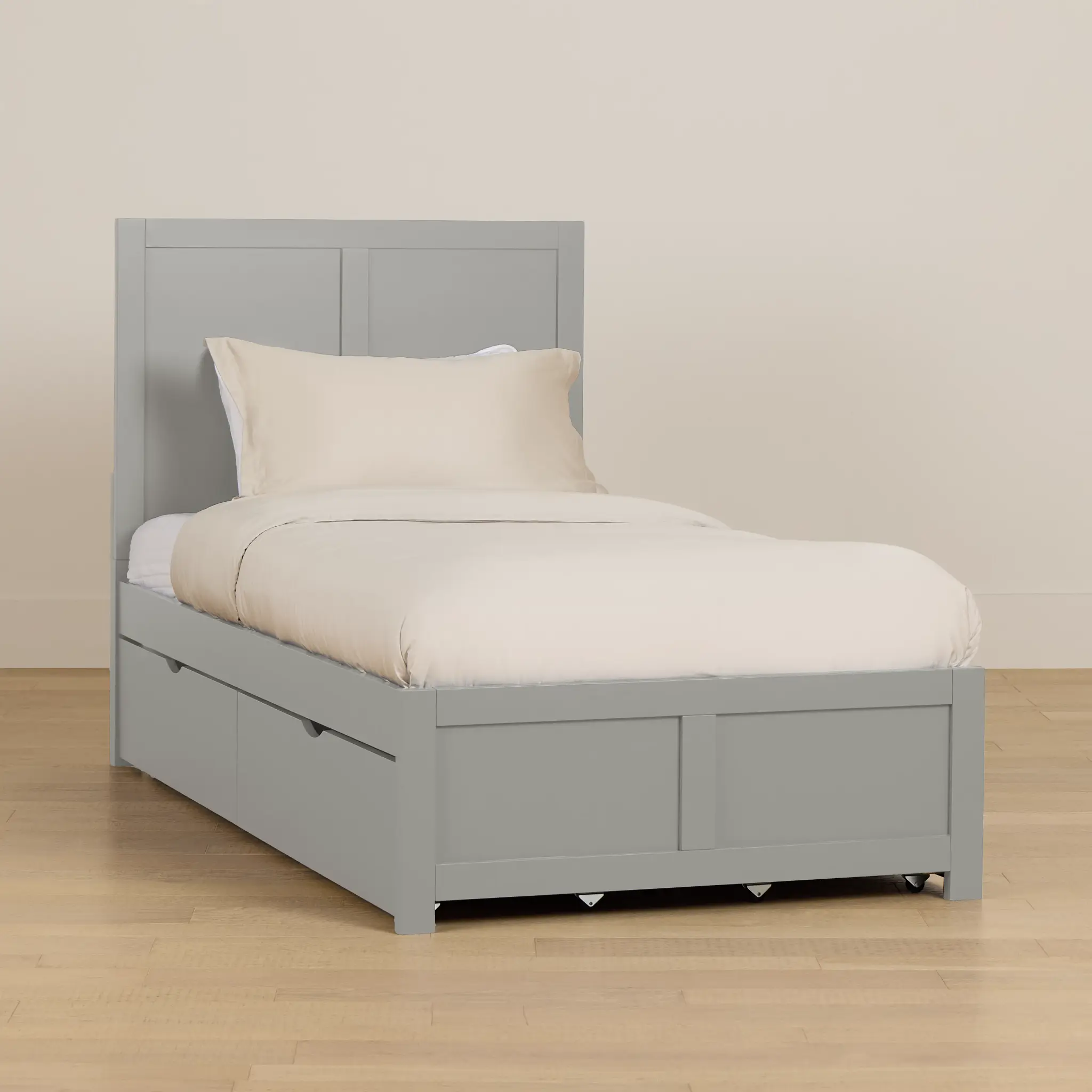 Charleston Gray Panel Bed With 4 Storage Drawers Charleston Gray Panel Bed With 4 Storage Drawers