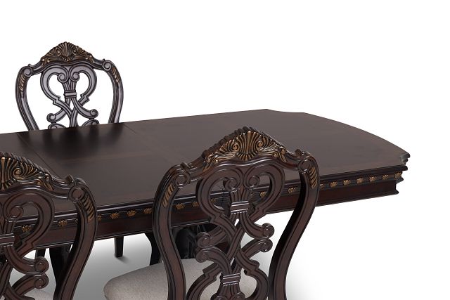 Vigo Dark Tone Rect Table & 4 Wood Chairs