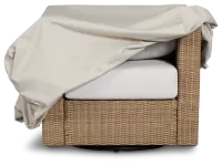 Montecito Light Tone Swivel Chair With Light Blue Cushions