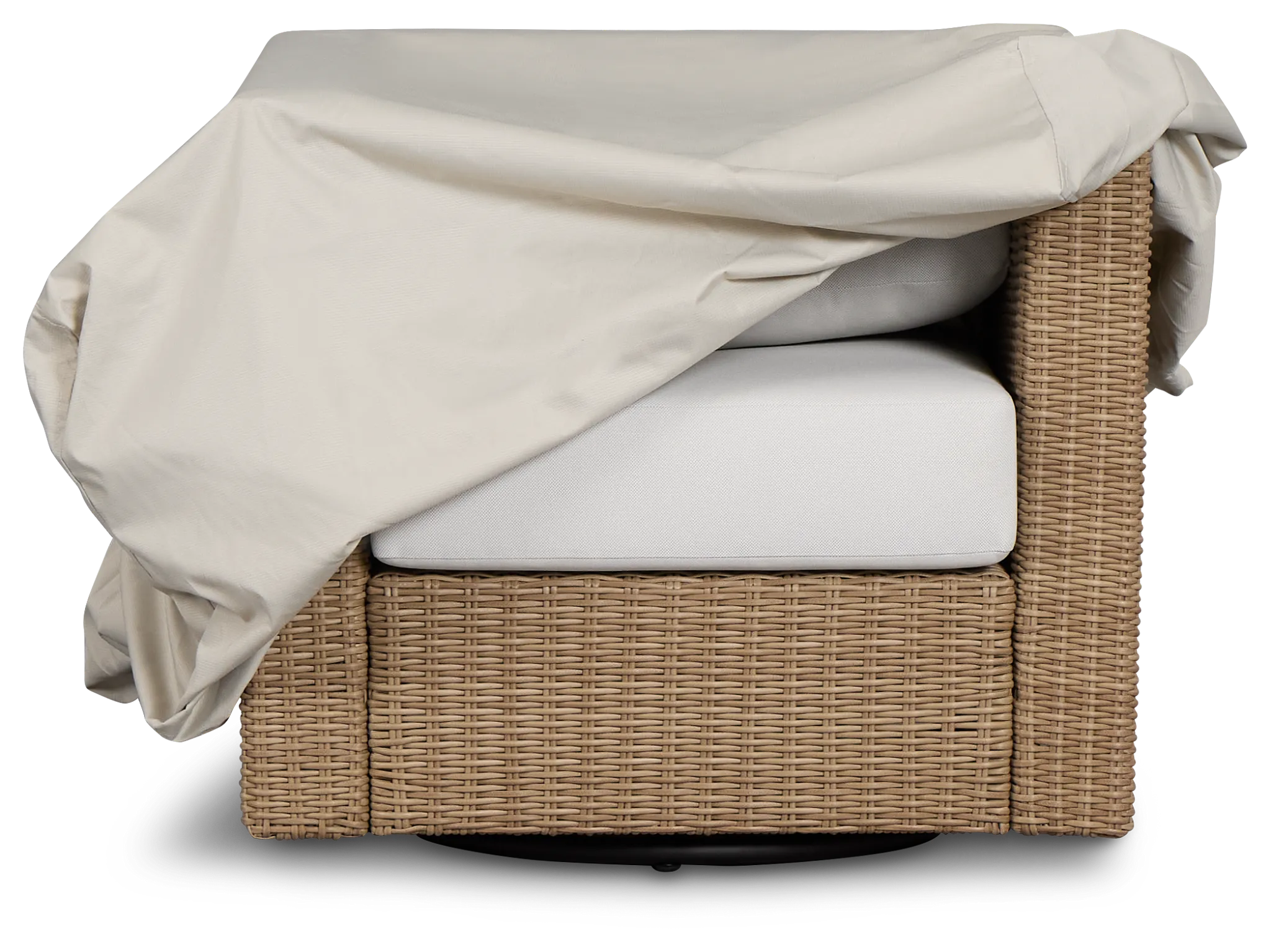 Montecito Light Tone Swivel Chair With Light Blue Cushions