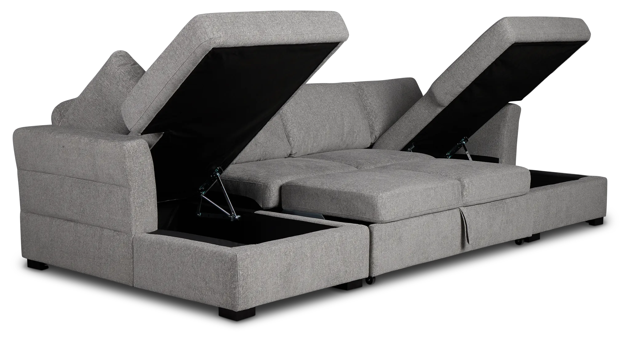 Amber Dark Gray Fabric Double Chaise Sleeper Storage Sectional