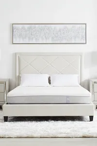 Collin Beige Velvet Platform Bed