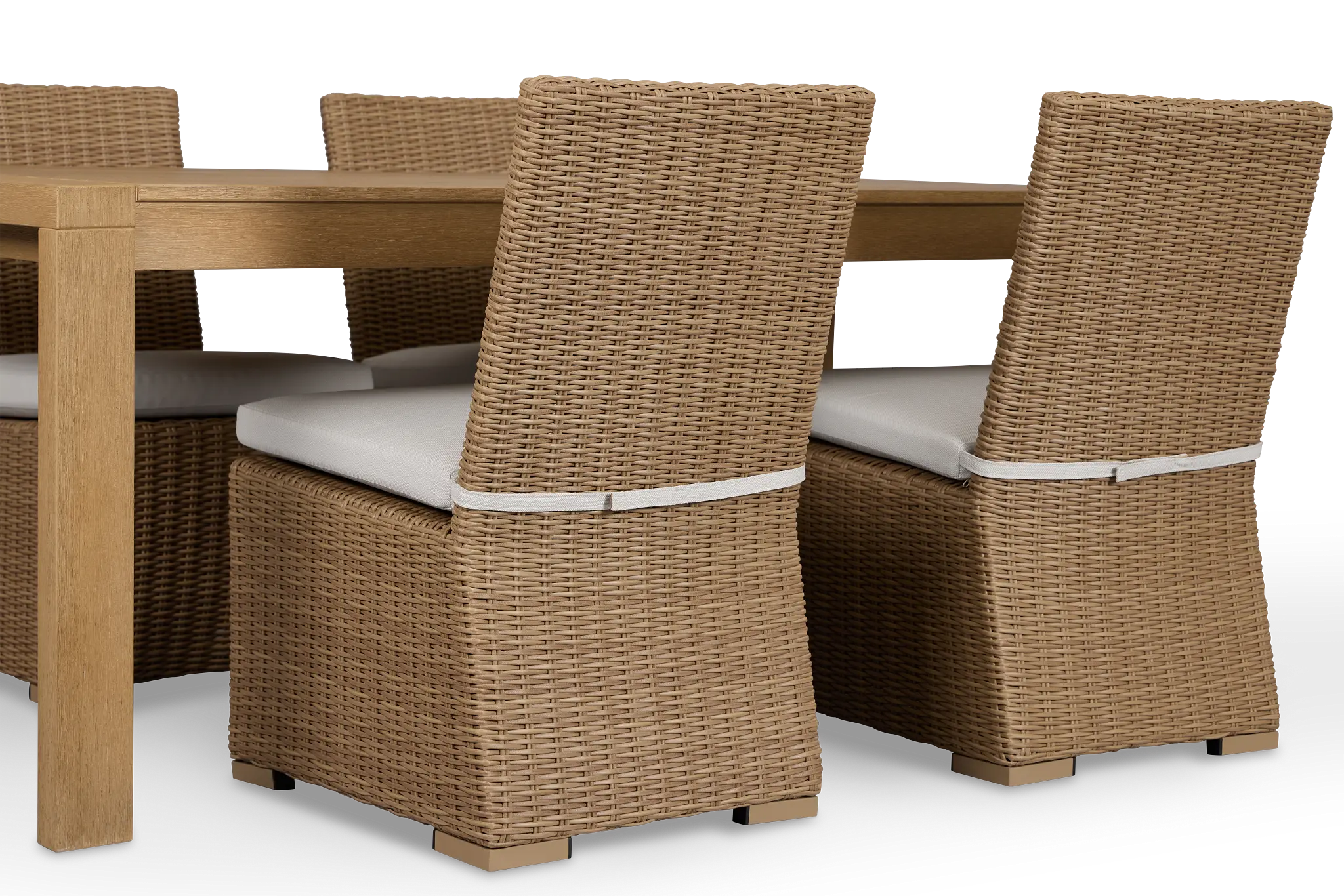 Montecito Mid Tone Rectangular Table & 4 Light Beige Cushioned Chairs Montecito Mid Tone Rectangular Table & 4 Light Beige Cushioned Chairs