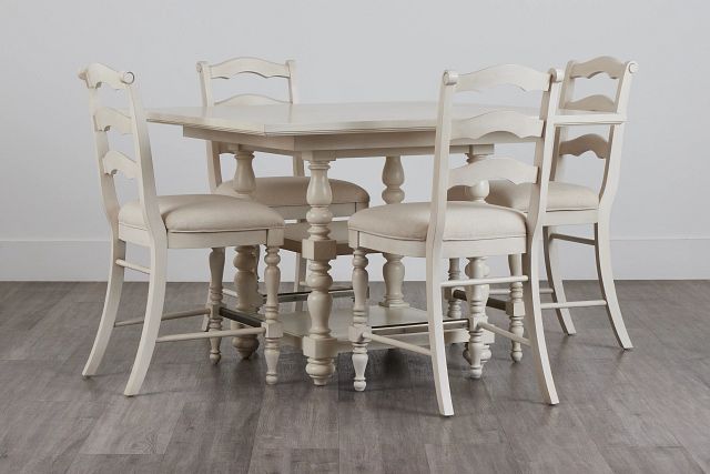 Savannah Ivory High Table & 4 Barstools (2)