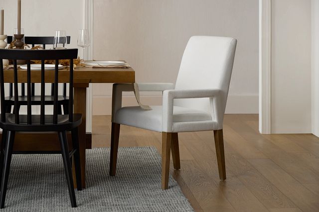 Provo White Upholstered Arm Chair