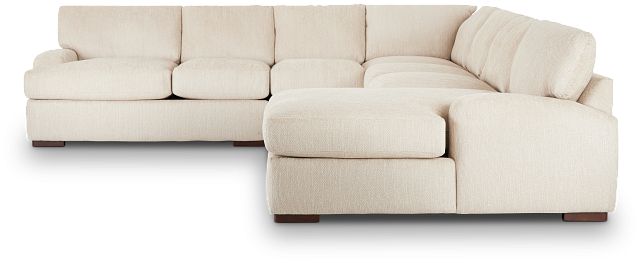 Alpha Beige Fabric Large Right Chaise Sectional