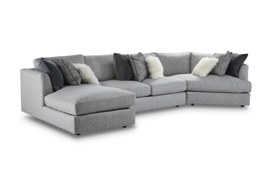 Sydney Gray Fabric Left Facing Chaise Cuddler Sectional Living Sydney Gray Fabric Left Facing Chaise