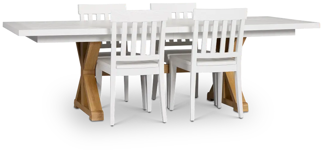 Nantucket Two-tone Pine Rectangular Table & 4 Wood Chairs Nantucket Two-tone Pine Rectangular Table & 4 Wood Chairs