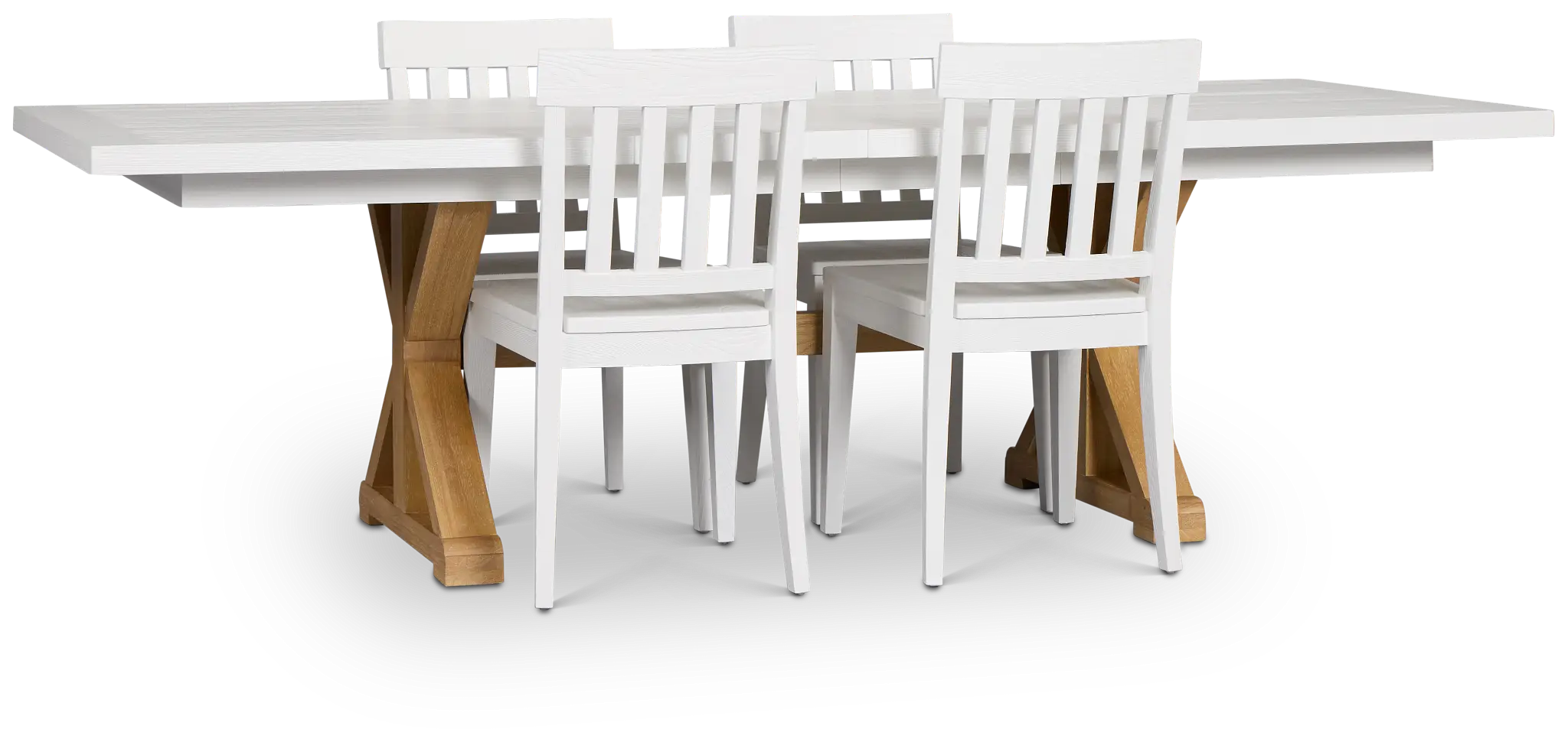Nantucket Two-tone Pine Rectangular Table & 4 Wood Chairs Nantucket Two-tone Pine Rectangular Table & 4 Wood Chairs