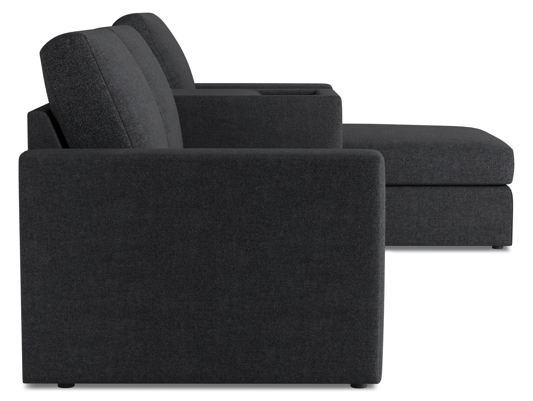 Citymod Dark Gray Fabric Small Right Chaise Sectional With Media Console