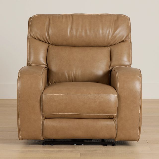 Jasper Light Brown Leather Power Recliner