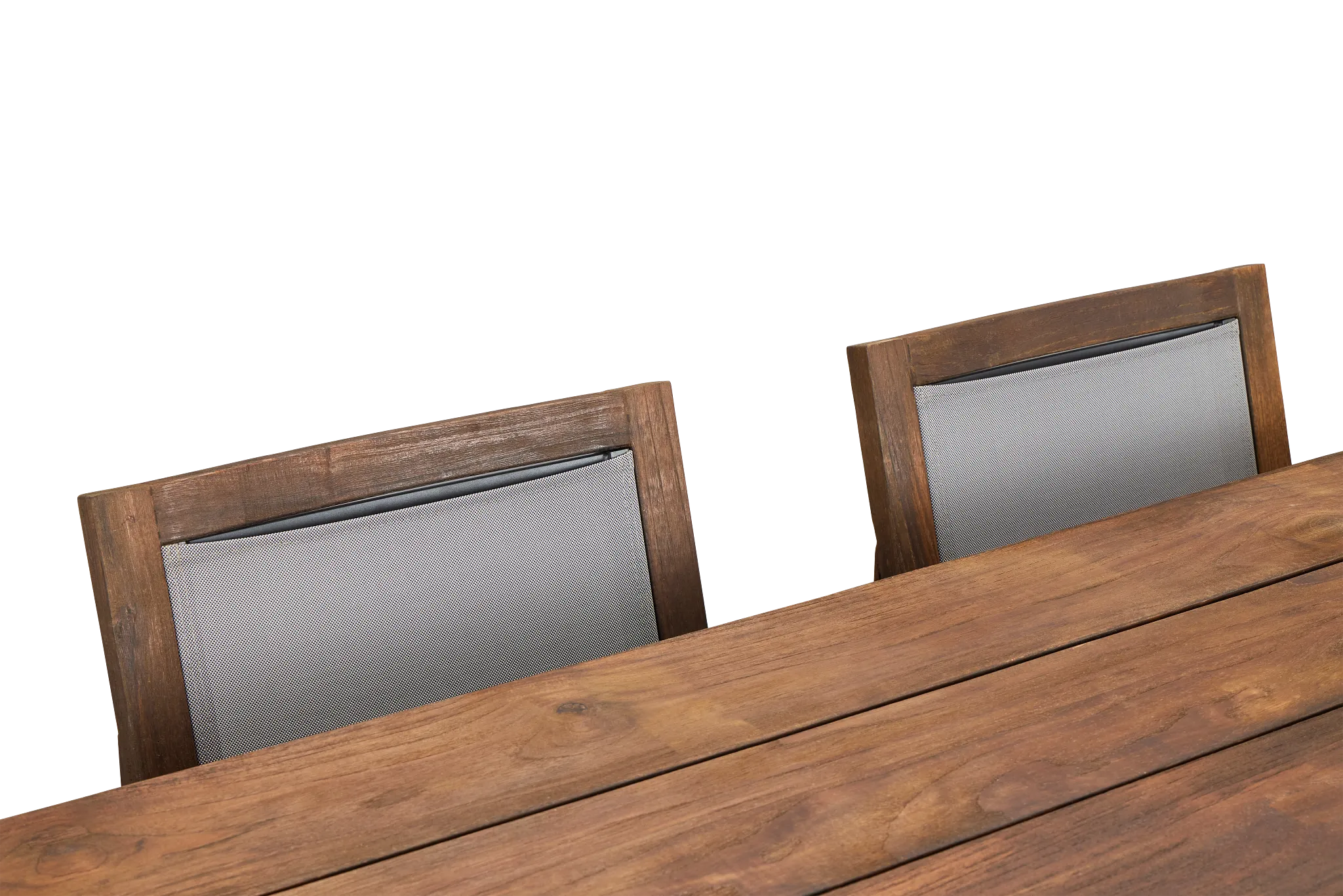 Linear Teak 70" Teak Table & 4 Teak Sling Side Chairs