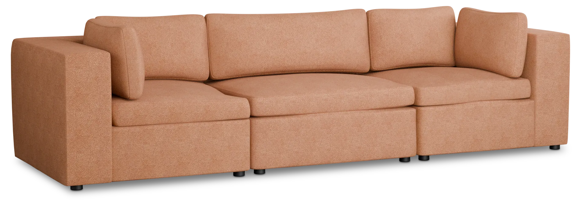 Destin Sutton Orange Fabric 3 Piece Modular Sofa