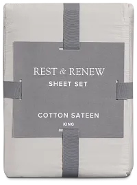 Rest & Renew Cotton Sateen Gray 300 Thread Sheet Set
