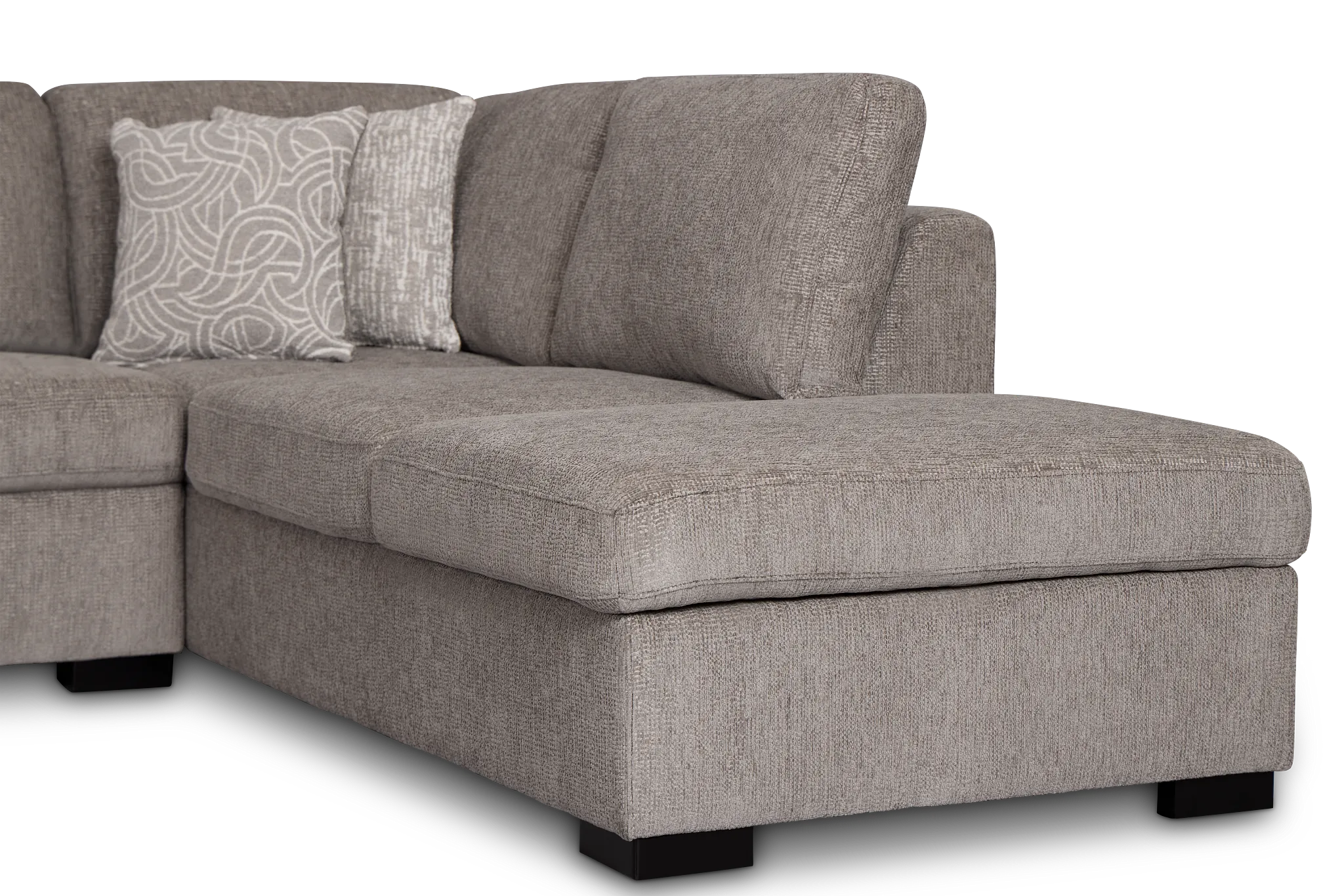 Blakely Gray Fabric Small Right Bumper Sectional