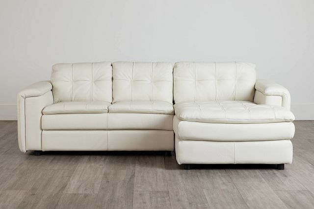 Rowan Light Beige Leather Right Chaise Sectional