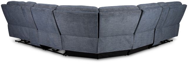 Walker Blue Fabric Large Triple Power Reclining Two-arm Sectional