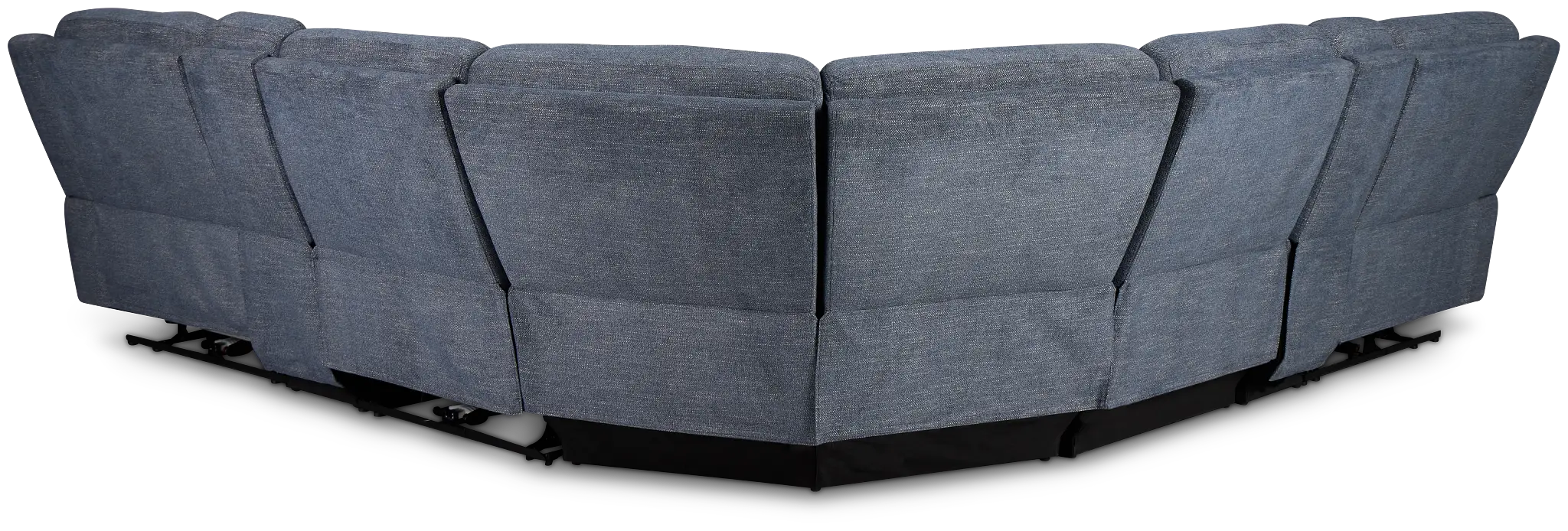 Walker Blue Fabric Large Triple Power Reclining Two-arm Sectional Walker Blue Fabric Large Triple Power Reclining Two-arm Sectional