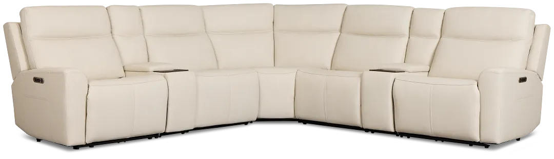 Flexsteel Sterling Ivory Lthr/vinyl Large Dual Power Reclining Two-arm Sectional