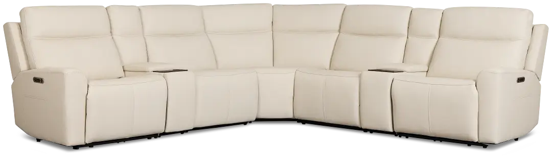 Flexsteel Sterling Ivory Lthr/vinyl Large Dual Power Reclining Two-arm Sectional Flexsteel Sterling Ivory Lthr/vinyl Large Dual Power Reclining Two-arm Sectional