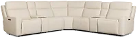 Flexsteel Sterling Ivory Lthr/vinyl Large Dual Power Reclining Two-arm Sectional