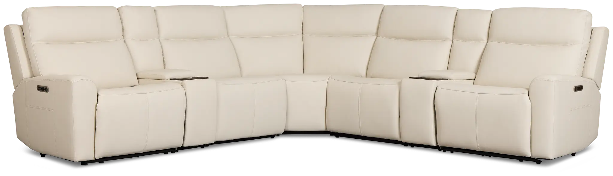 Flexsteel Sterling Ivory Lthr/vinyl Large Dual Power Reclining Two-arm Sectional Flexsteel Sterling Ivory Lthr/vinyl Large Dual Power Reclining Two-arm Sectional