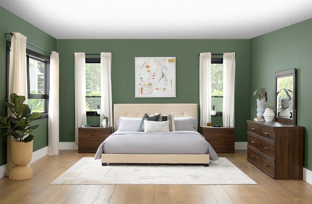 Flagler Beige Uph Panel Bed